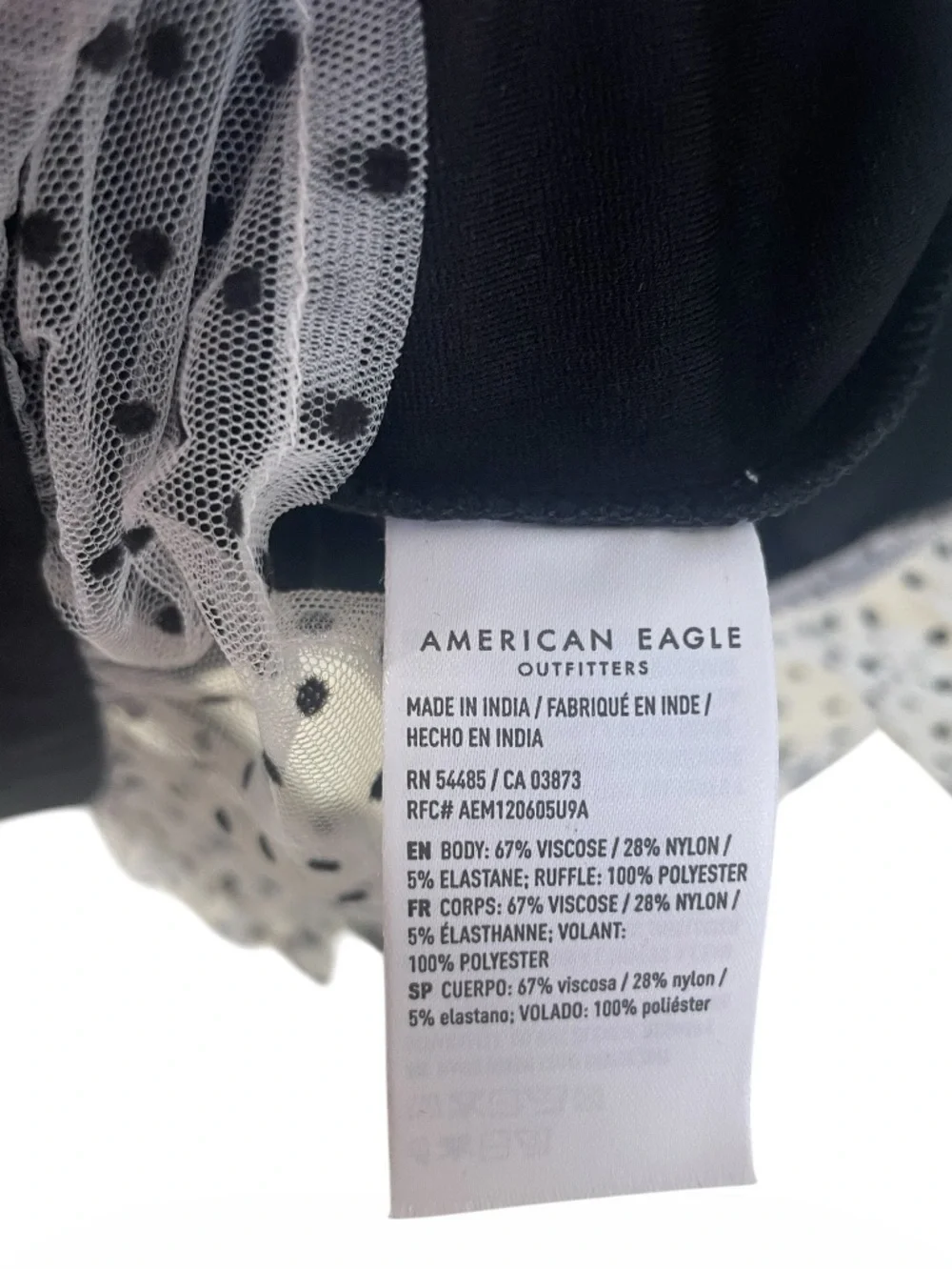 NWT American Eagle Polka Dot Mesh Mini Dress | Size Medium 🖤🤍 - Picture 11 of 13
